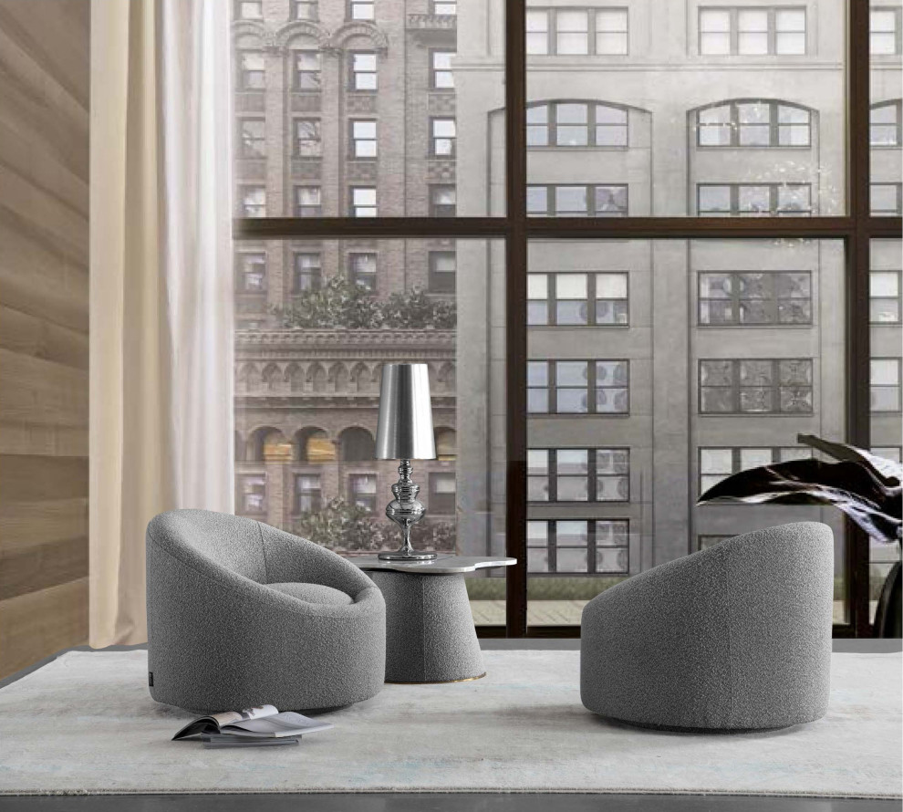 Pasargad Home Sienna Collection Modern Swivel Chair  Gray   Transitional   Armchairs And Accent Chairs   by Kolibri Decor  Houzz