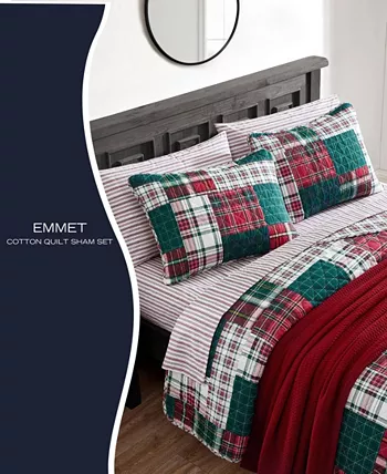 Nautica Emmet Patchwork Cotton Reversible 2 Piece Quilt Set， Twin