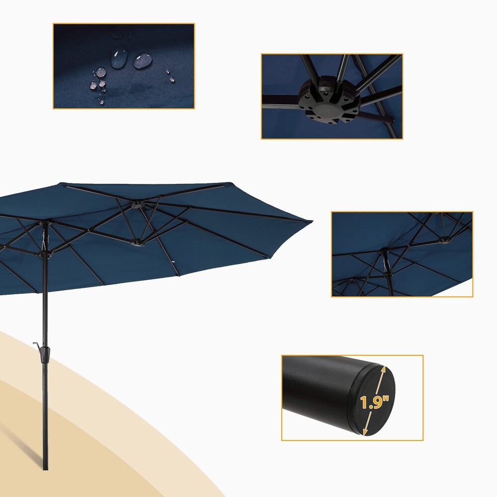 15x9ft Large Double Sided Rectangular Outdoor Twin Patio Market Umbrella