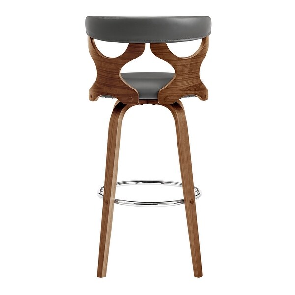 Zenia Modern Faux Leather and Wood Swivel Bar/Counter Stool