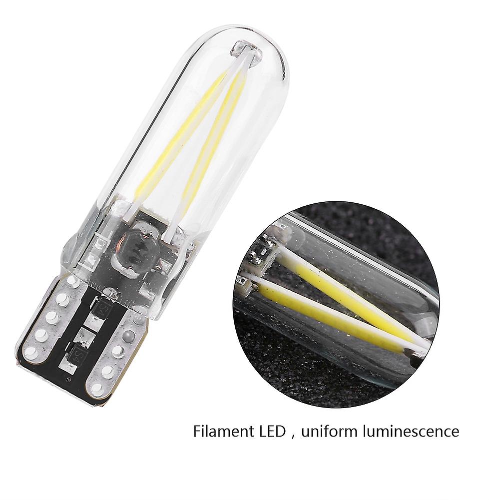 Pair Of 8-28v W5w T10 Glass Cob ment Led Car Reading Drl Turn Signal Led Bulb White Light