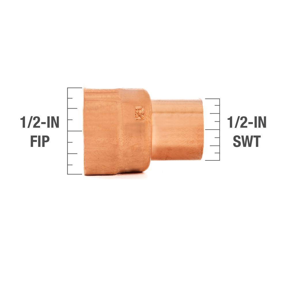 Everbilt 12 in. Copper Pressure Cup x FPT Female Adapter Fitting W 01231EB