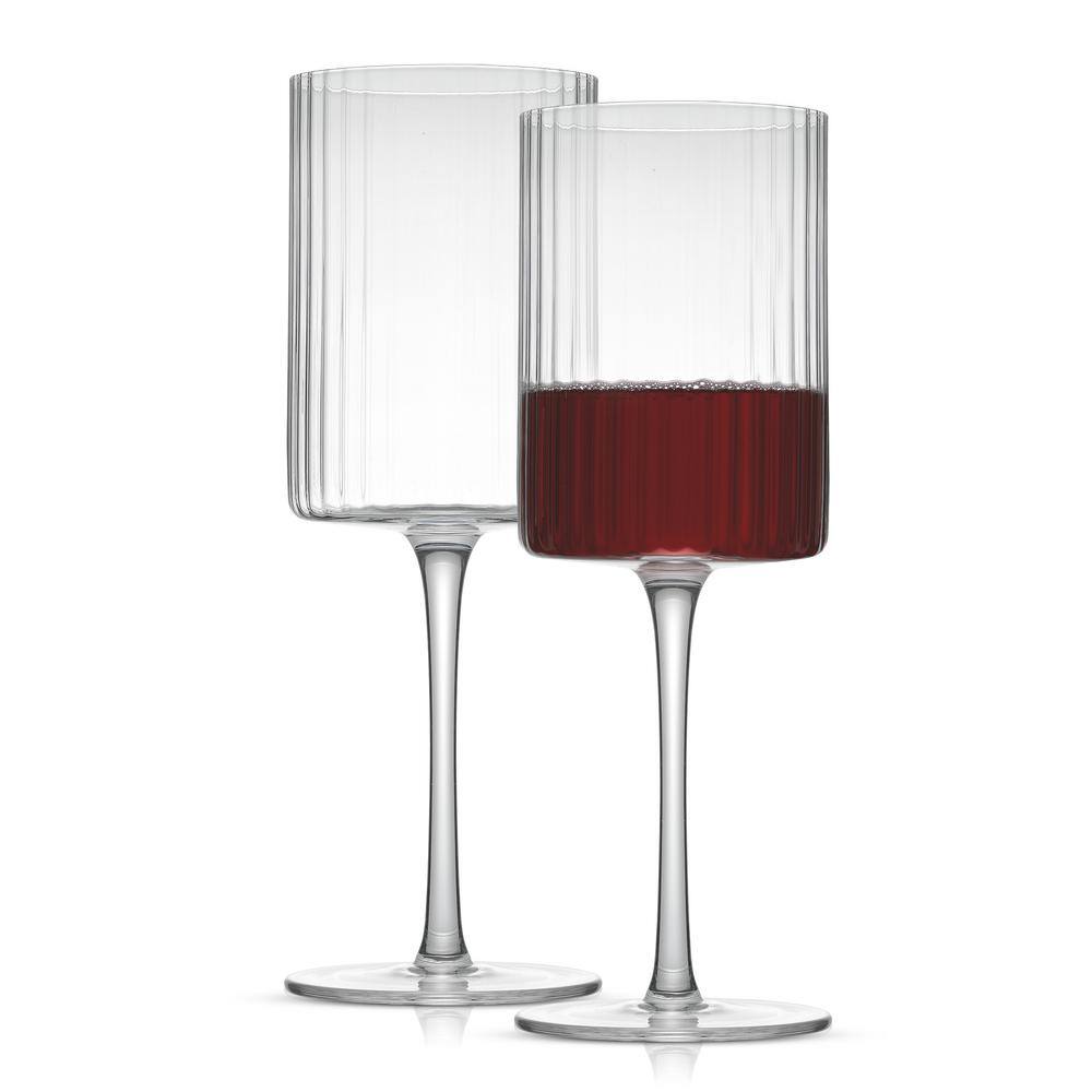 JoyJolt Elle 17.5 oz. Fluted Cylinder Red Wine Glasses Set (Set of 2) JG10300