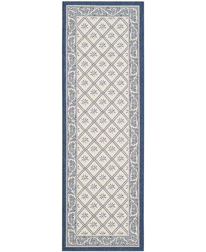 Safavieh Courtyard CY7427 Beige and Navy 2'3 x 6'7 Sisal Weave Runner Outdoor Area Rug