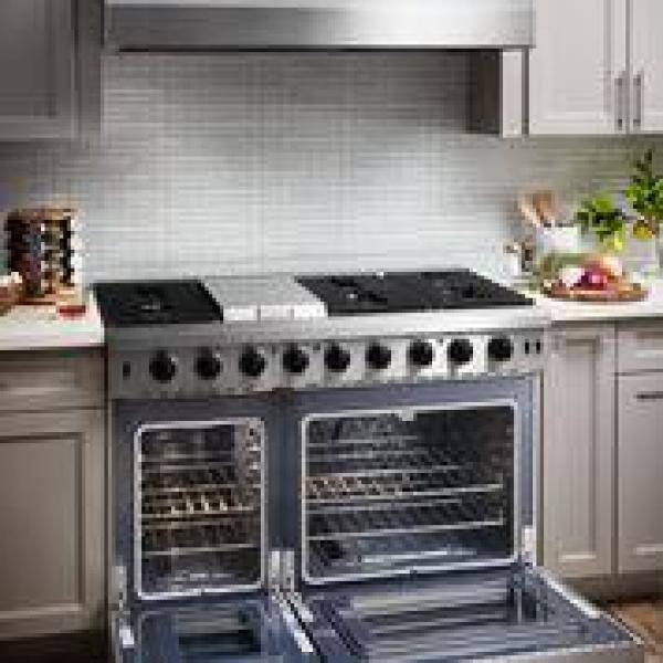 Thor Kitchen 48 in. 6.8 cu. ft. Double Oven Gas Range in Stainless Steel with Griddle and 6-Burners LRG4807U