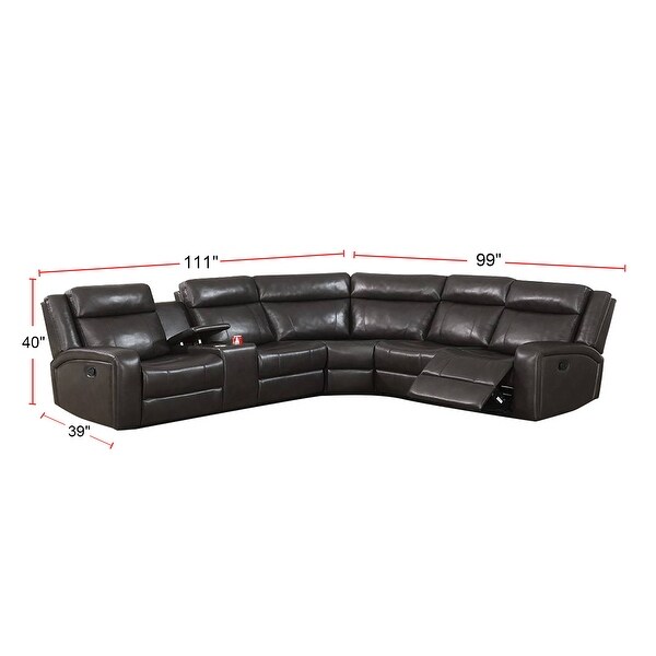 3 Pieces Gel Leatherette Manual Reclining Sectional