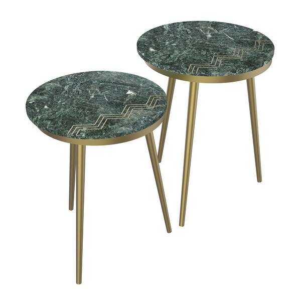 Somette Avery Green and Gold Set of 2 Nesting Tables