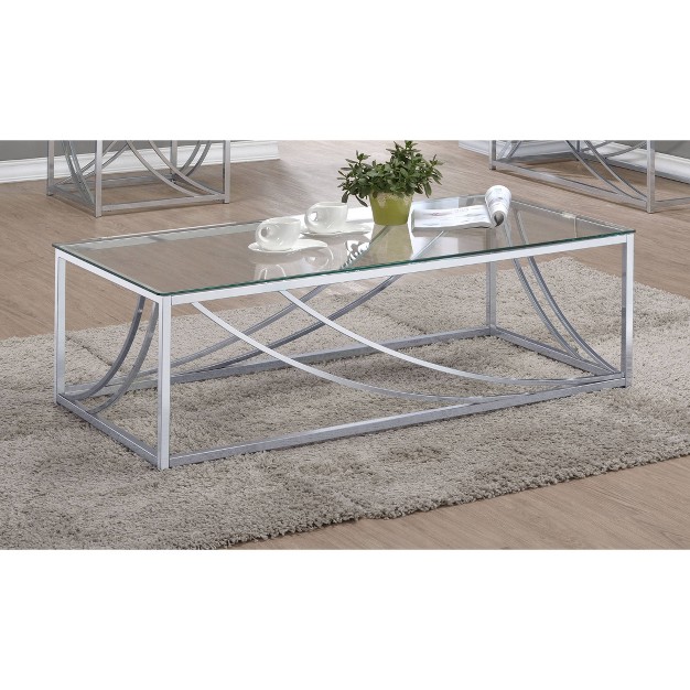 Lille Rectangular Coffee Table With Glass Top Chrome Coaster