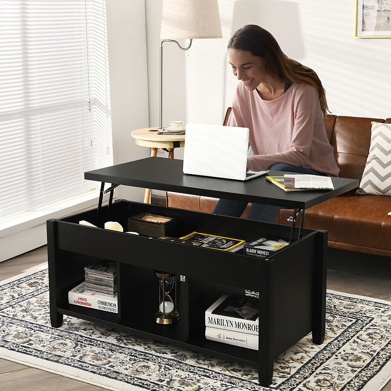 Lift Top Coffee Table with Storage Lower Shelf