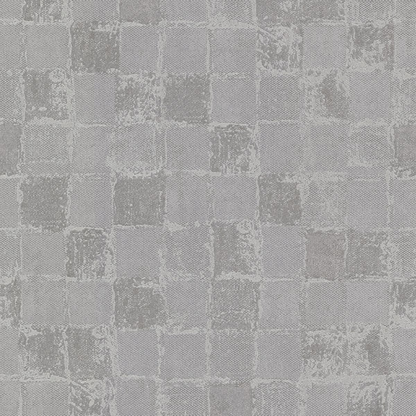 Varak Silver Checkerboard Wallpaper from the Lustre Collection