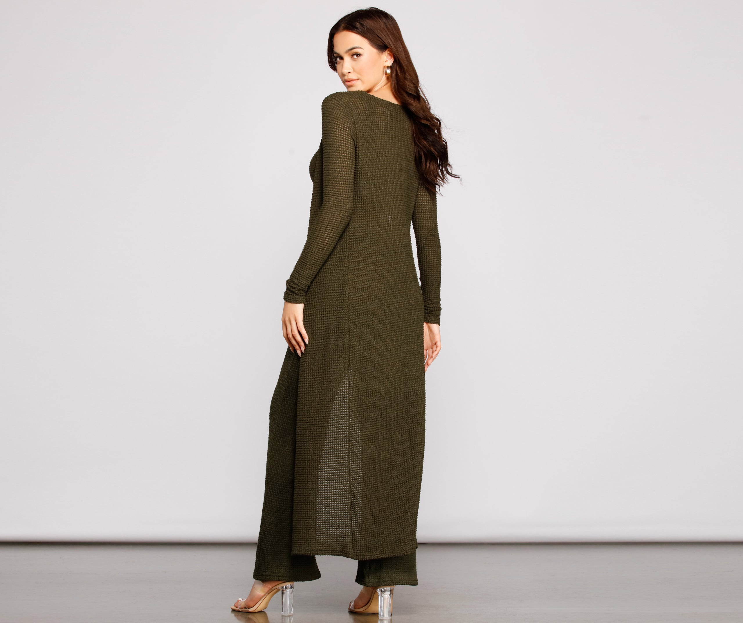 Trendy Textures Long Sleeve Duster