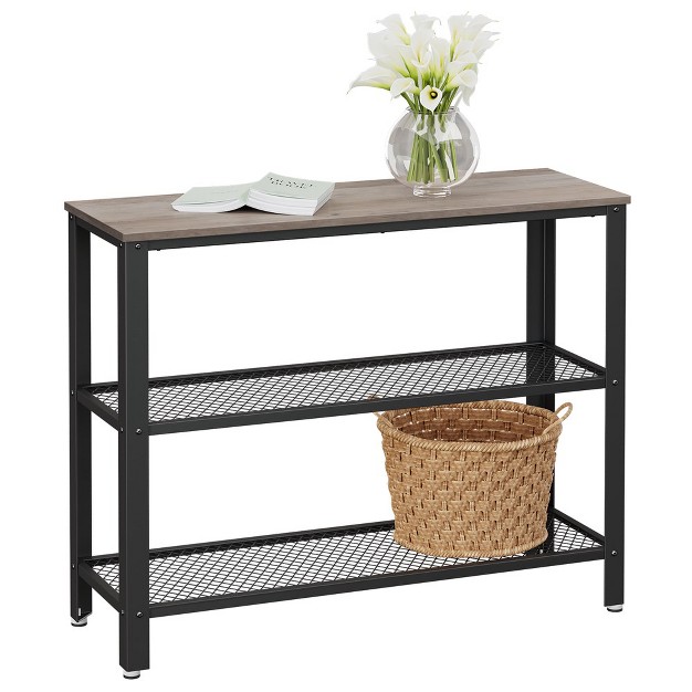 Vasagle Industrial Console Table Hallway Table With 2 Mesh Shelves greige And Black