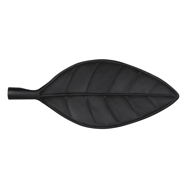 Designovation Leif Decorative Leaf Shaped Metal Trays Set Of 4 18x8 Black