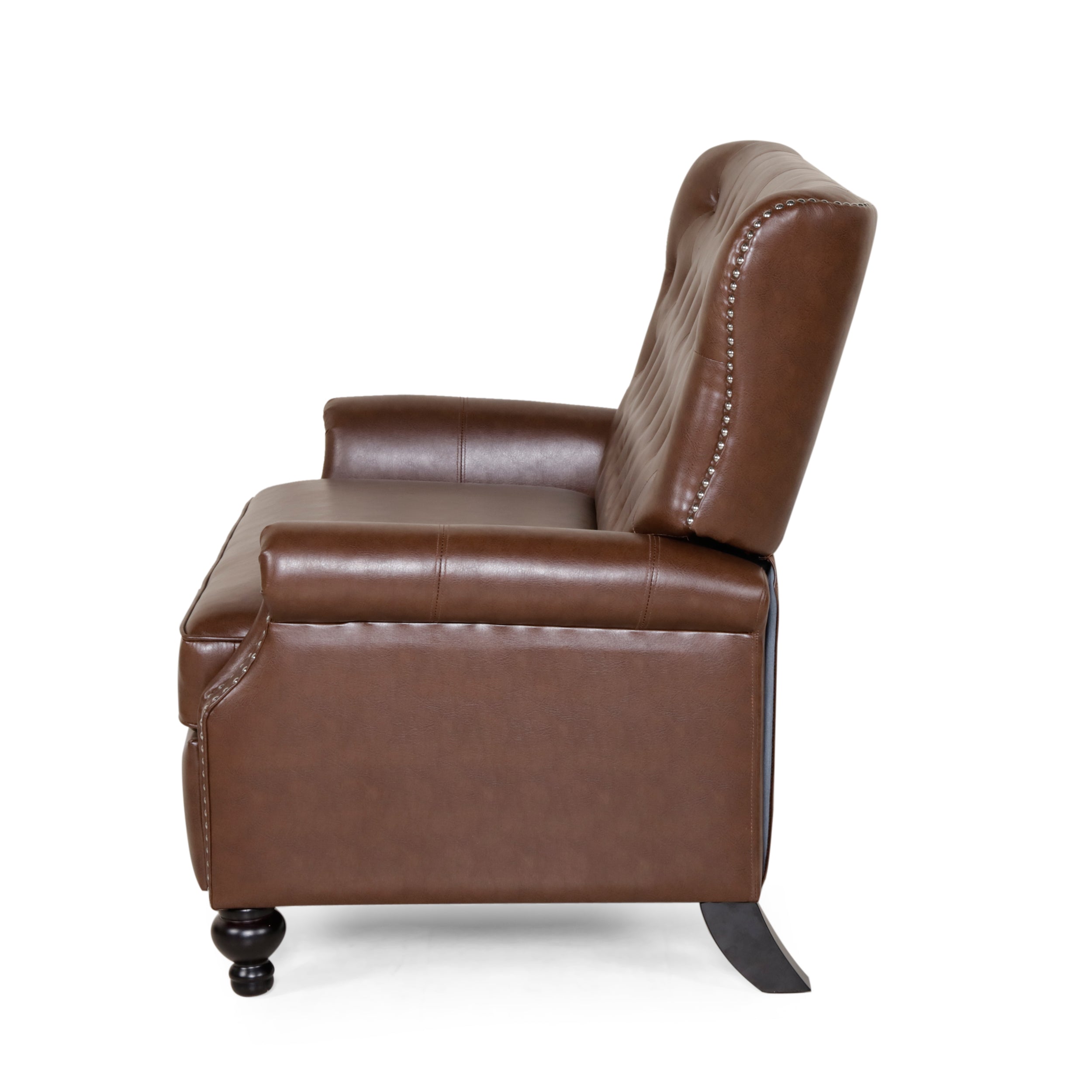 Belknap Contemporary Faux Leather Tufted Oversized Recliner with Nailhead Trim