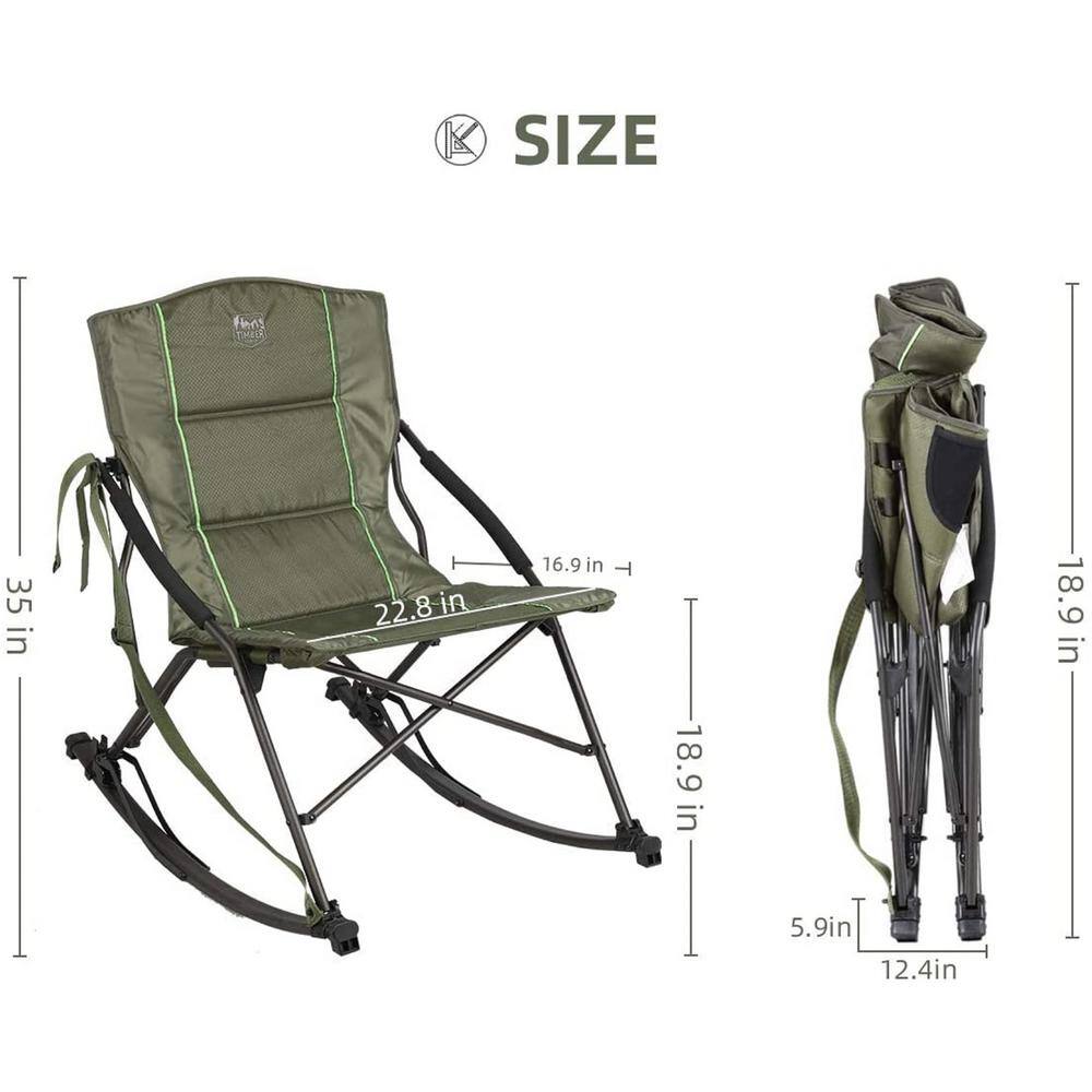 Timber Ridge Alder Green Steel Quad Folding Rocker Camping Chair TR-EVT009