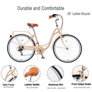 26 in. Pink 7-Speed Steel Frame Outdoor Ladys Bike outwyadironch21