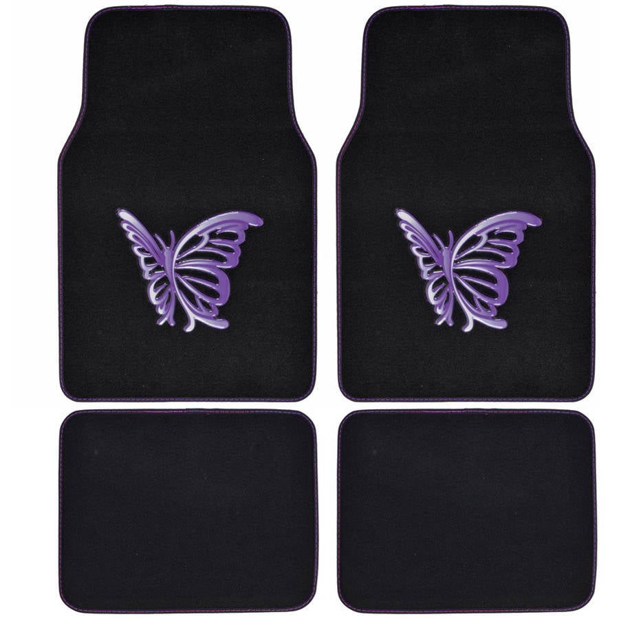 Purple Butterfly Car Floor Mats， 4 Piece Design Mats