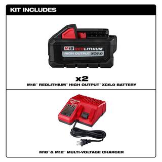 MW M18 18-Volt Lithium-Ion High Output Starter Kit with Two 6.0 Ah Battery and Charger 48-59-1862S