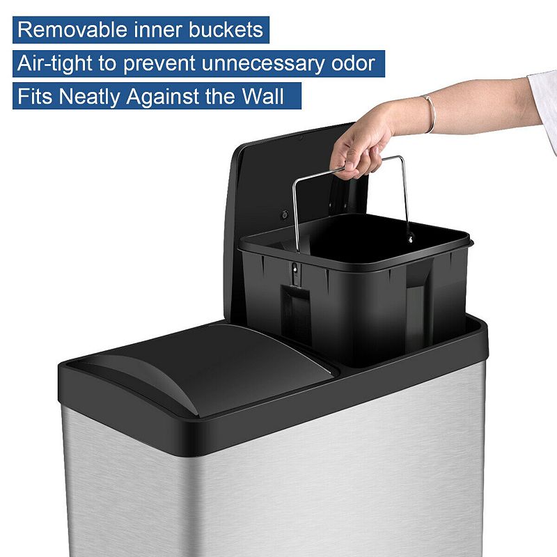 16 Gallon Dual Step Stainless Steel Double Bucket Trash Can