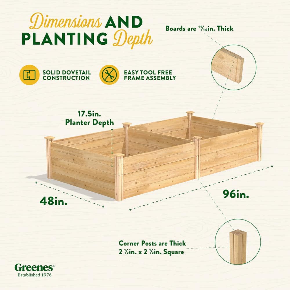 Greenes Fence 4 ft. x 8 ft. x 17.5 in. Original Cedar Raised Garden Bed RC6S6T35B