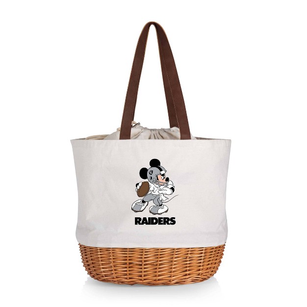 Nfl Las Vegas Raiders Mickey Mouse Coronado Canvas And Willow Basket Tote Beige Canvas