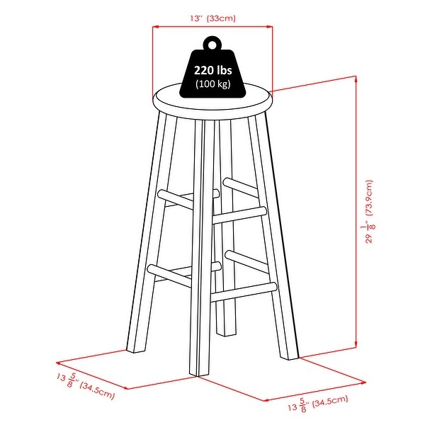 Ivy Bar Stool - 13.6 x 13.6 x 29.1 inches