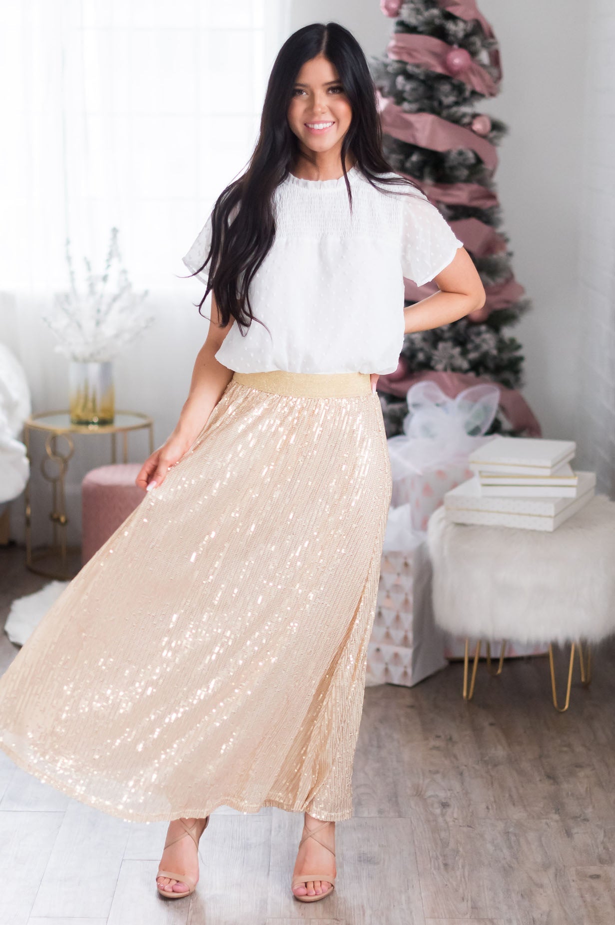 Make A Wish Modest Sequin Skirt