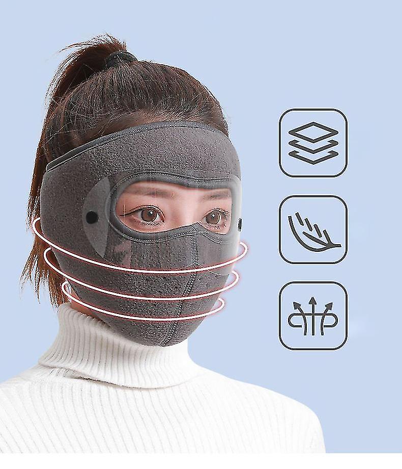 Winter Warm Big Face Mask Eye Protection Full Face Cold Wind Thickening Mask Men And Women Outdoor Riding Dustproof Ear Protection Face Protection (2p