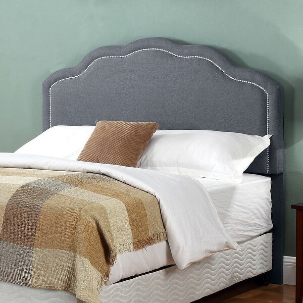 Renee Fabric-upholstered Panel Headboard with Nailhead Trim - - 16431389