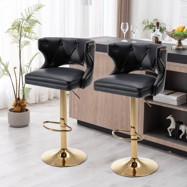 2PCS Counter Height Bar Stools Leather