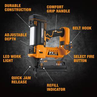 Freeman 20 - Volt Cordless 3-in-1 16-Gauge  18-Gauge NailerStapler (Tool Only) - 1300 Shots per Charge PE20VT31618