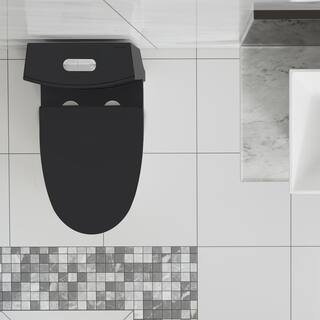 Swiss Madison St. Tropez 1-Piece 1.11.6 GPF Dual Flush Elongated Toilet in Matte Black Seat Included SM-1T254MB