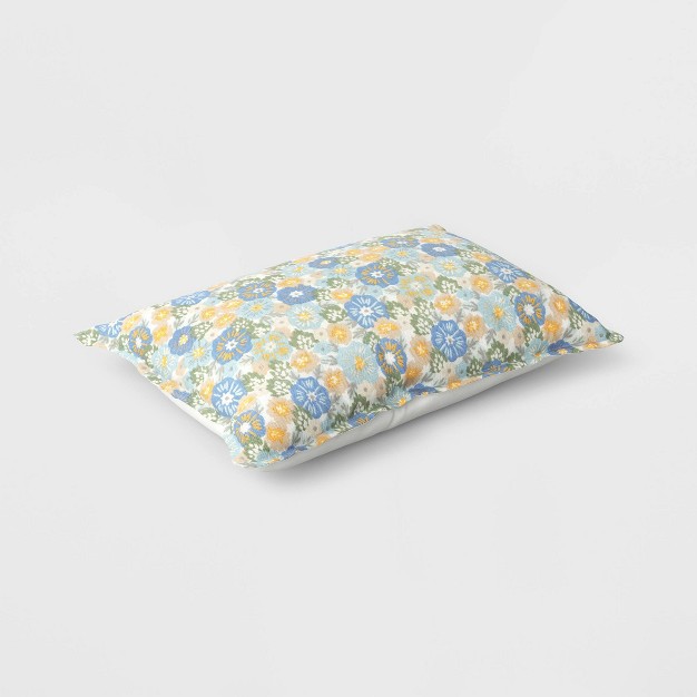 Printed Cotton With Embroidery Lumbar Throw Pillow