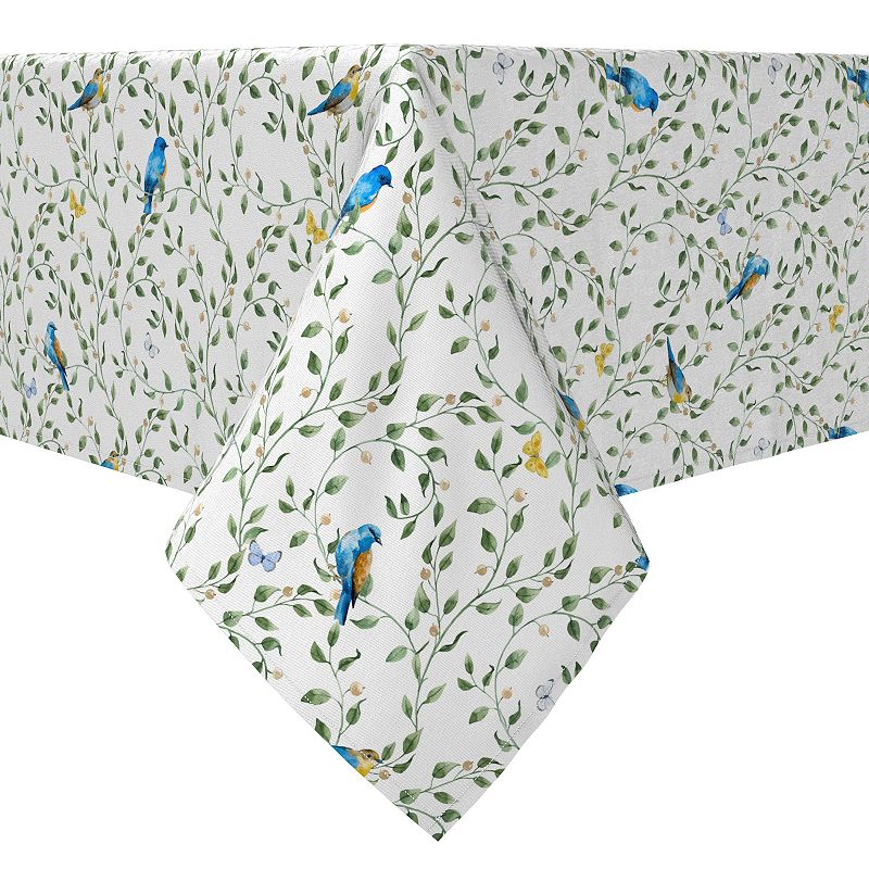 Rectangular Tablecloth， 100% Cotton， Birds on Vines