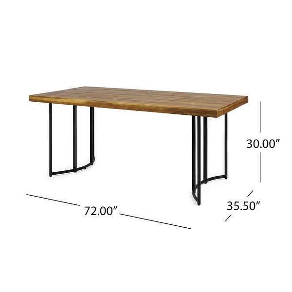 Outdoor Dining Table with a Powdercoated Frame and Sleek Wooden Slats