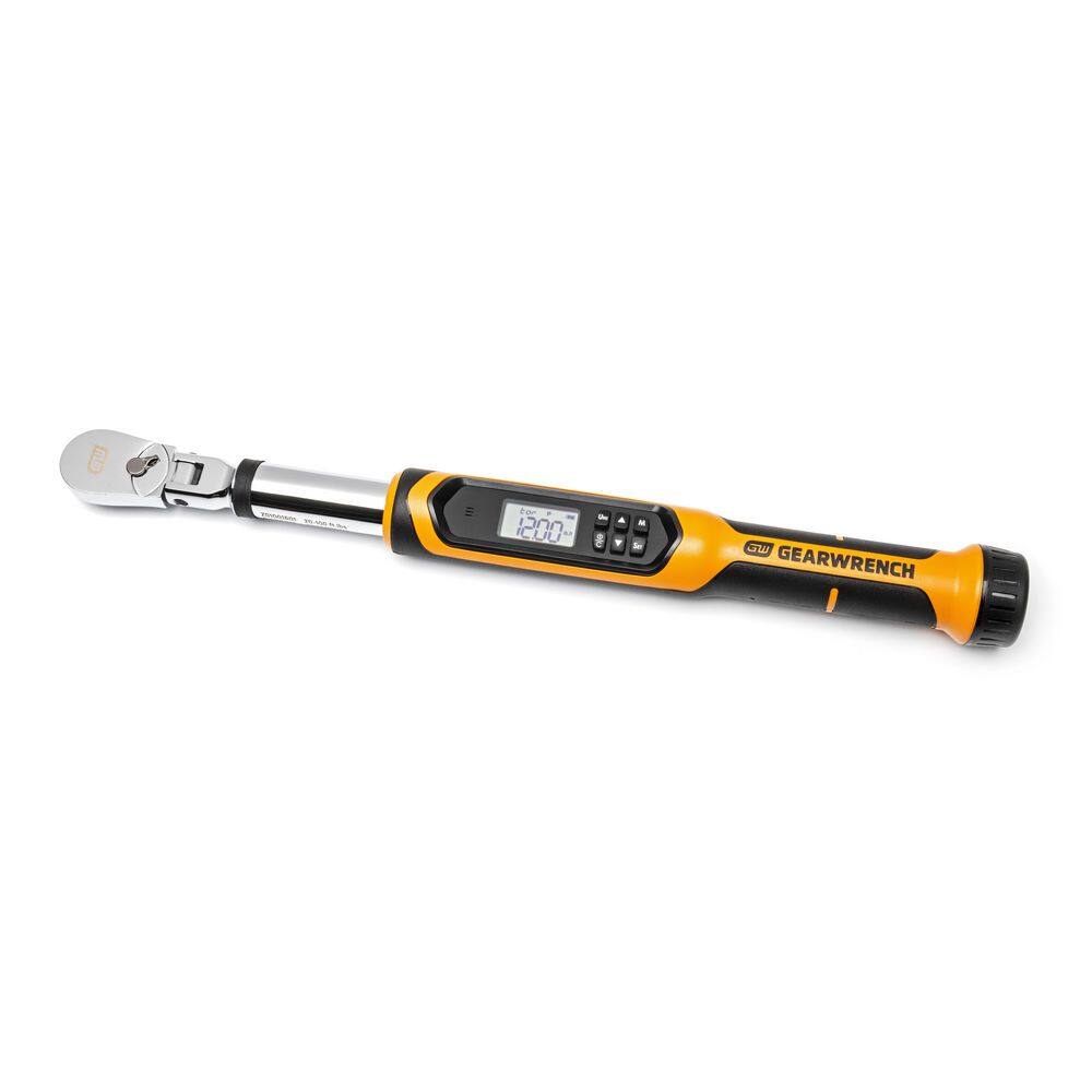 GEARWRENCH 38 in. Drive 10-100 ft.lbs. Flex-Head Electronic Torque Wrench with Angle 85078