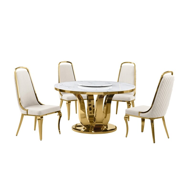 Best Quality Furniture D325 SC314 7 5 Piece Round Dining Set