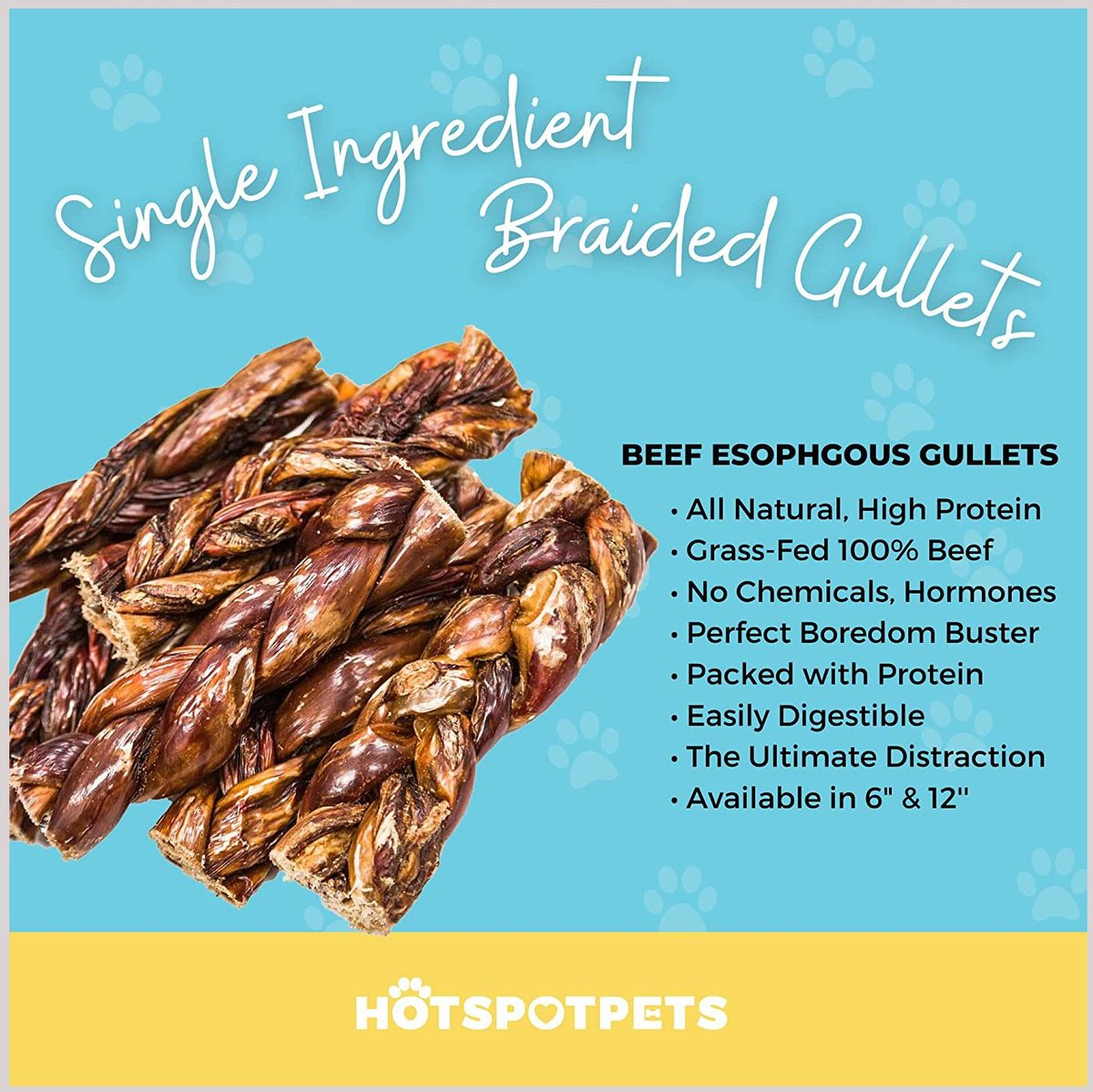 HOTSPOT PETS 6-in Beef Gullet Braided Twist Dog Chew Treats