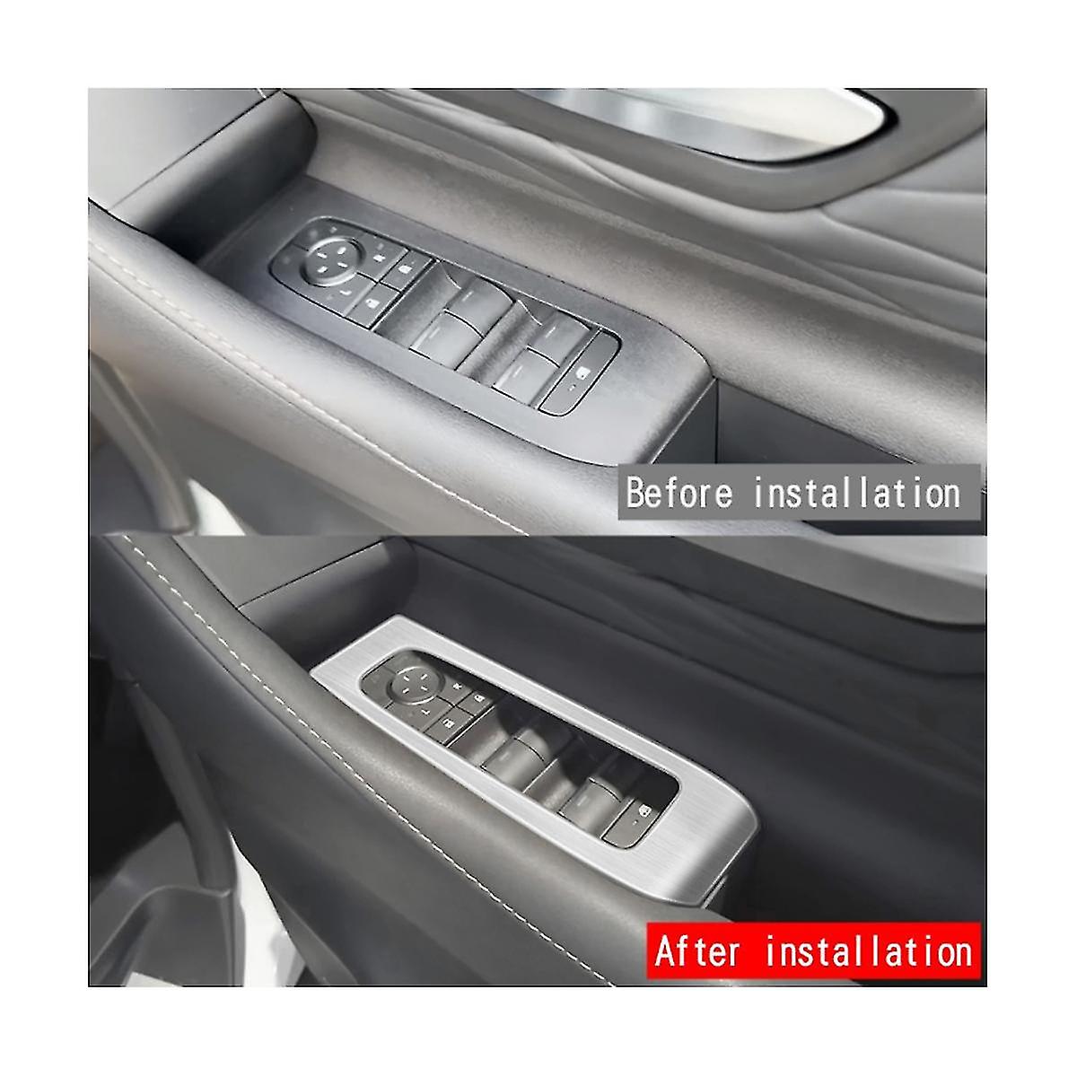 For Alphard 40 Series 2023+ Stainless Steel Door Armest Window Lift Switch Glass Control Panle Cover Silver Rhd