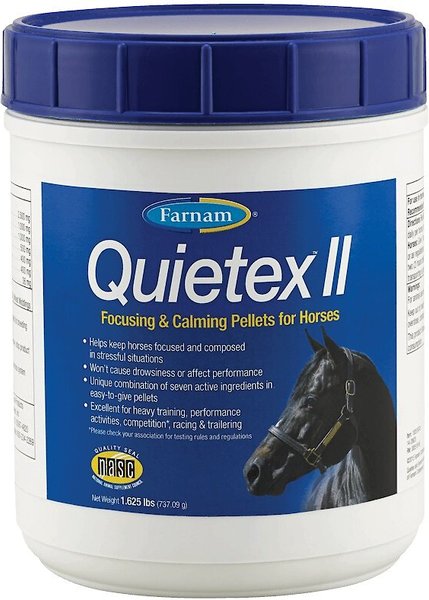 Farnam Quietex Focusing and Calming Hay Flavor Pellets Horse Supplement， 1.62-lb tub