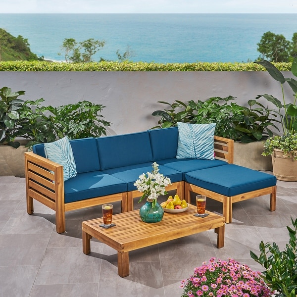 Cambridge Outdoor Wood 5pc. Sofa Set by Christopher Knight Home