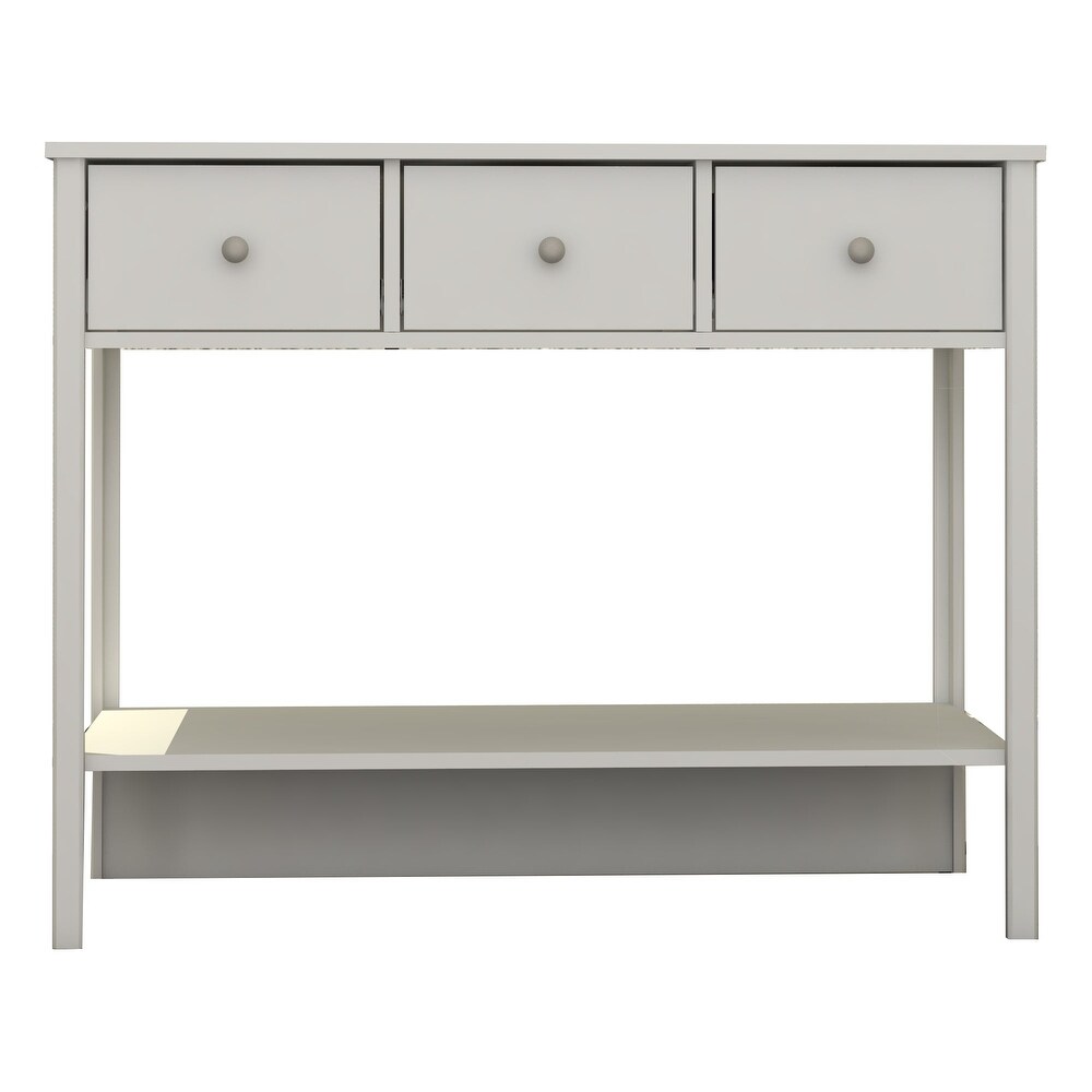 Boahaus Pierrefort Modern Console Table with Drawers  One Shelf  and Metal Knobs.