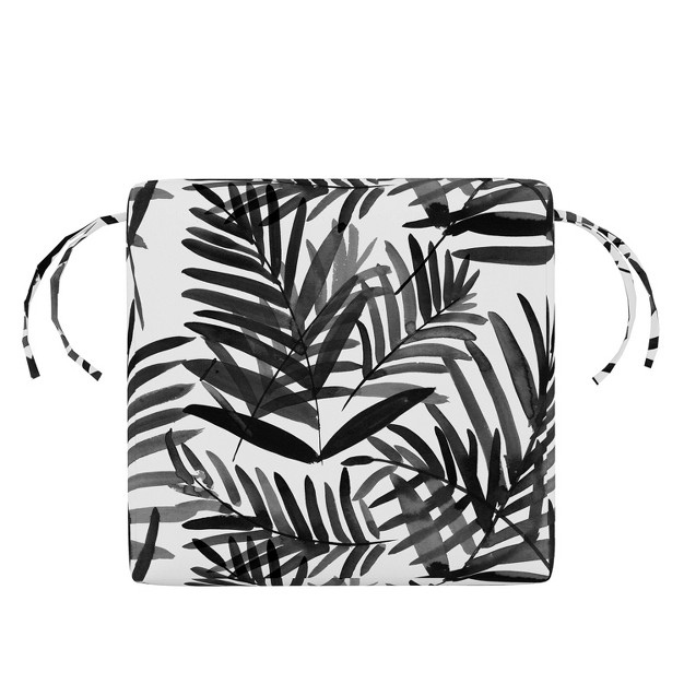 X 18 quot Outdoor Seat Cushion Cali Palm Black white Skyline Furniture Fade amp Weather resistant Ties Uv protected