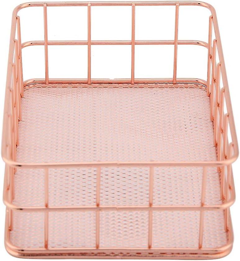 Iron Storage Basket Makeup Small Things Organizer Storage Holder Desktop Decor Iron Box Rose Gold 4 Size(c)