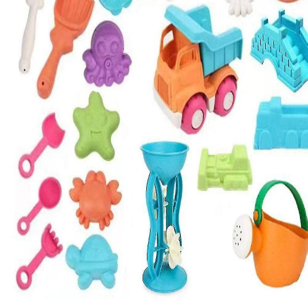 25 Pieces Beach Sand Toys Set With Mesh Bag Including Bucket， Car， Shovels， Rakes， Watering Can， Mol