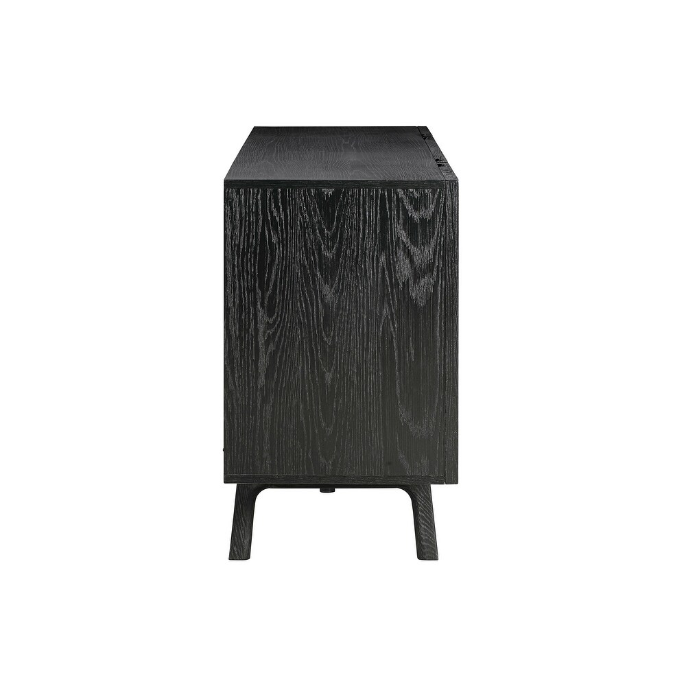 Holland Modern Black Oak 4 Door Sideboard Buffet