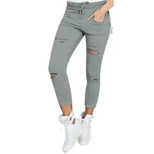 🔥🔥Skinny pant High Waist Casual Stretch Ripped Jean