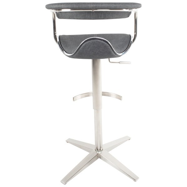 MIX Brushed Stainless Steel Adjustable Height Swivel Faux Leather Stool with Arms With X Base