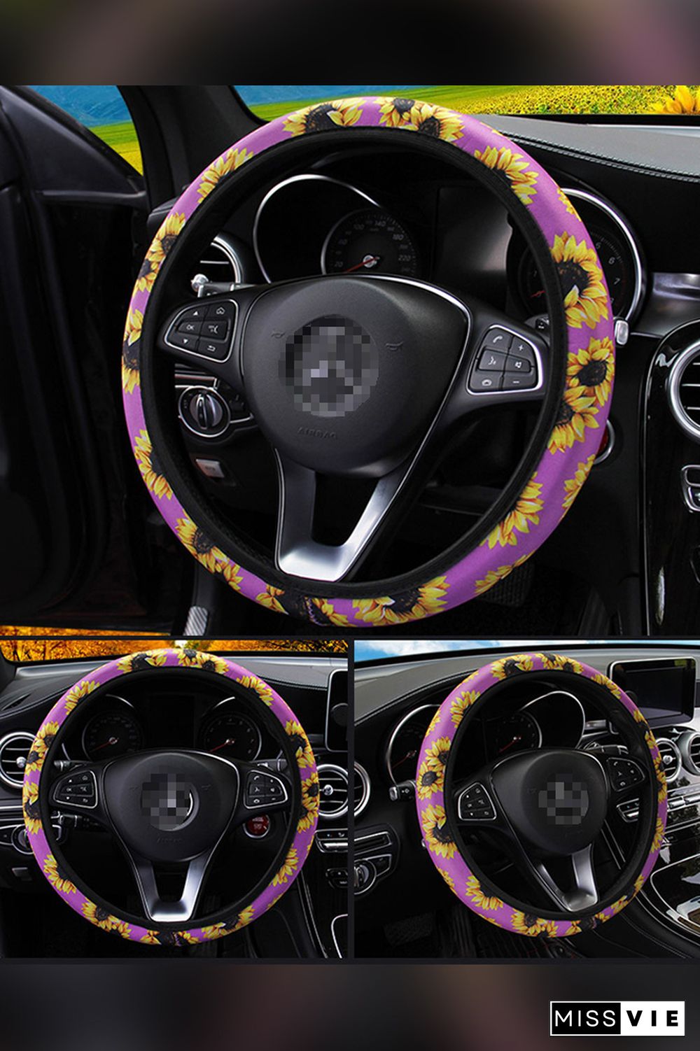 Sunflower Print Steering Wheel Cover MOQ 5pcs