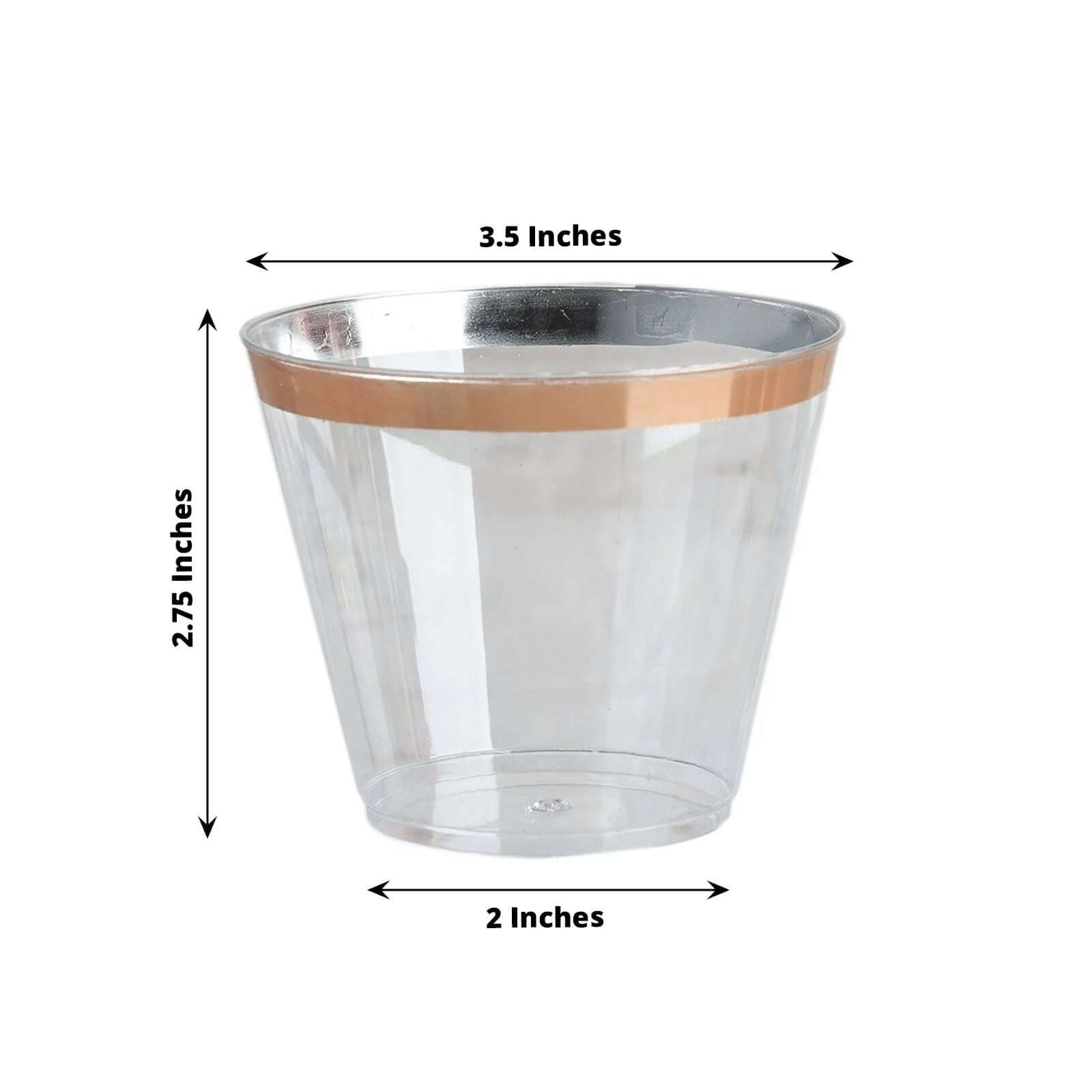 12 Pack Clear Rose Gold Rim Plastic Party Cups, Disposable Tumblers 10oz